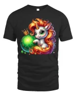 Cute Unicorn Fantasy Ornament Magic Cartoon Art Graphic Tee - black t-shirt on white background