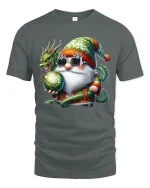 Mystic Dragon Gnome Wizard Fantasy Art Cartoon Graphic Tshirt - gray t-shirt on white background