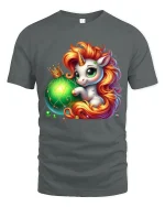 Cute Unicorn Fantasy Ornament Magic Cartoon Art Graphic Tee - gray t-shirt on white background