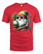Mystic Dragon Gnome Wizard Fantasy Art Cartoon Graphic Tshirt - red t-shirt on white background