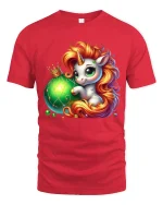 Cute Unicorn Fantasy Ornament Magic Cartoon Art Graphic Tee - red t-shirt on white background