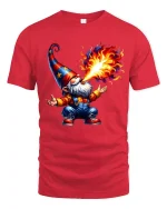 Funny Fire Breathing Wizard Gnome Cartoon Graphic T Shirt - red t-shirt on white background
