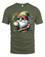 Mystic Dragon Gnome Wizard Fantasy Art Cartoon Graphic Tshirt - military green t-shirt on white background