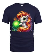 Cute Unicorn Fantasy Ornament Magic Cartoon Art Graphic Tee - navy t-shirt on white background