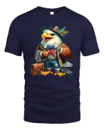 Vintage Gentleman Eagle Character Art Graphic T Shirt Style - navy t-shirt on white background