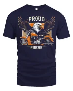 Proud Riders Eagle Motorcycle Graphic T Shirt with Bold Freedom Style - navy t-shirt on white background