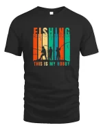 Fishing This Is My Hobby Vintage Style Angler Graphic Tee - black t-shirt on white background