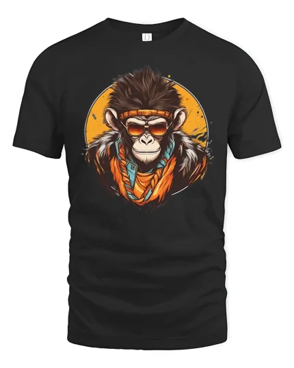 Cool Monkey Street Style Graphic Tee With Bold Urban Attitude - black t-shirt on white background