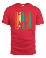Fishing This Is My Hobby Vintage Style Angler Graphic Tee - red t-shirt on white background
