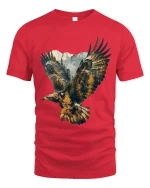 Majestic Eagle Mountain Landscape Graphic T Shirt Nature Art - red t-shirt on white background