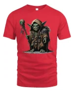 Dark Fantasy Goblin Shaman Warrior Illustration Graphic T Shirt - red t-shirt on white background