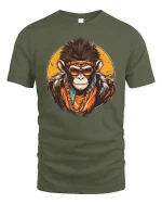 Cool Monkey Street Style Graphic Tee With Bold Urban Attitude - military green t-shirt on white background