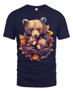 Heartwarming Bear Family Autumn Illustration Graphic T Shirt - navy t-shirt on white background