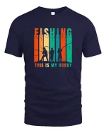 Fishing This Is My Hobby Vintage Style Angler Graphic Tee - navy t-shirt on white background