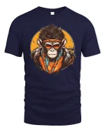 Cool Monkey Street Style Graphic Tee With Bold Urban Attitude - navy t-shirt on white background