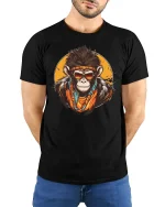Cool Monkey Street Style Graphic Tee With Bold Urban Attitude - model wearing black tee with hands behind back
