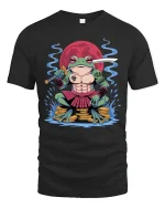 Samurai Frog Warrior Graphic T Shirt Epic Fantasy Art Design - black t-shirt on white background