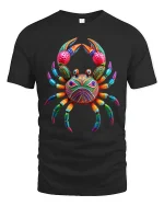 Colorful Artistic Crab Graphic T Shirt Vibrant Ocean Animal Art - black t-shirt on white background