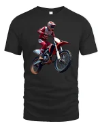 Motocross Dirt Bike Rider Graphic T Shirt Extreme Racing Action - black t-shirt on white background