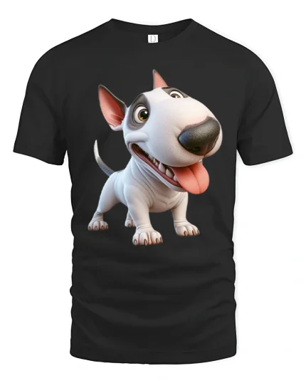 Funny Bull Terrier Dog Graphic T Shirt Cute Cartoon Style Art - black t-shirt on white background