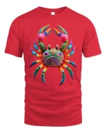 Colorful Artistic Crab Graphic T Shirt Vibrant Ocean Animal Art - red t-shirt on white background