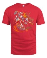 Motocross Dirt Bike Action Graphic T Shirt Extreme Speed Style - red t-shirt on white background