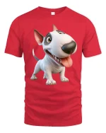 Funny Bull Terrier Dog Graphic T Shirt Cute Cartoon Style Art - red t-shirt on white background