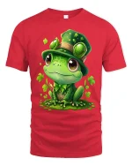 Cute Leprechaun Frog Graphic T Shirt Whimsical Irish Style Art - red t-shirt on white background