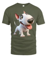 Funny Bull Terrier Dog Graphic T Shirt Cute Cartoon Style Art - military green t-shirt on white background