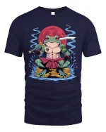 Samurai Frog Warrior Graphic T Shirt Epic Fantasy Art Design - navy t-shirt on white background