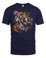 Motocross Dirt Bike Action Graphic T Shirt Extreme Speed Style - navy t-shirt on white background