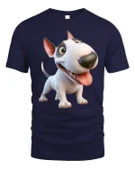 Funny Bull Terrier Dog Graphic T Shirt Cute Cartoon Style Art - navy t-shirt on white background