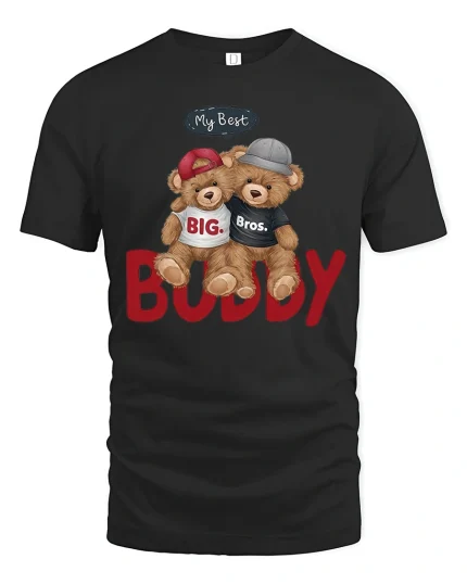 My Best Buddy Teddy Bear Graphic T Shirt Cute Best Bros Art - black t-shirt on white background