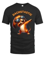Dachstastic Dabbing Dachshund Graphic T Shirt Funny Dog Style - black t-shirt on white background