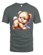 Cute Fluffy Teddy Bear Graphic T Shirt Adorable Soft Style - gray t-shirt on white background