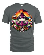 Nautical Anchor Volcano Graphic T Shirt Ocean Fantasy Art - gray t-shirt on white background