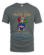 Im That Crazy Girl Dachshund Graphic T Shirt Colorful Dog Art - gray t-shirt on white background