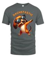 Dachstastic Dabbing Dachshund Graphic T Shirt Funny Dog Style - gray t-shirt on white background