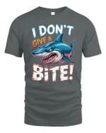 I Dont Give A Bite Shark Graphic T Shirt Funny Attitude Art - gray t-shirt on white background