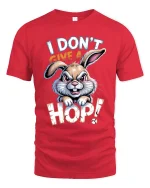 I Dont Give A Hop Bunny Graphic T Shirt Funny Attitude Design - red t-shirt on white background