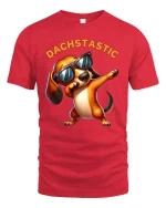 Dachstastic Dabbing Dachshund Graphic T Shirt Funny Dog Style - red t-shirt on white background