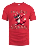 100 Day of School Funny Fox Graphic T Shirt Cool Dabbing Style - red t-shirt on white background