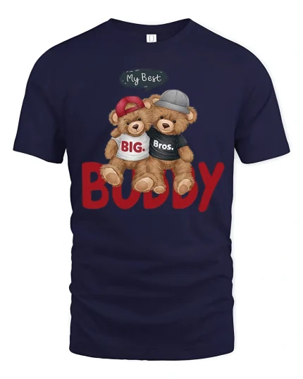 My Best Buddy Teddy Bear Graphic T Shirt Cute Best Bros Art - navy t-shirt on white background