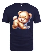Cute Fluffy Teddy Bear Graphic T Shirt Adorable Soft Style - navy t-shirt on white background