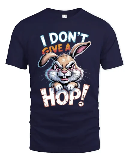 I Dont Give A Hop Bunny Graphic T Shirt Funny Attitude Design - navy t-shirt on white background