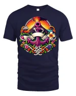 Nautical Anchor Volcano Graphic T Shirt Ocean Fantasy Art - navy t-shirt on white background