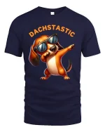 Dachstastic Dabbing Dachshund Graphic T Shirt Funny Dog Style - navy t-shirt on white background
