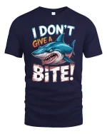 I Dont Give A Bite Shark Graphic T Shirt Funny Attitude Art - navy t-shirt on white background