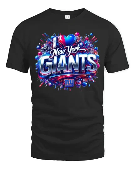 I Love New York Giants Bold Fan Pride Graphic Tee Shirt - black t-shirt on white background