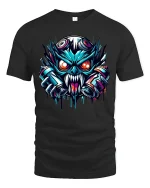 Cyberpunk Monster Graffiti Street Art Graphic Tee Shirt - black t-shirt on white background